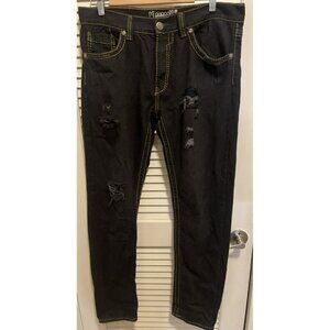 M. Gordon Jeans Men's Destroyed Size 34X32 Dark Blue Wash